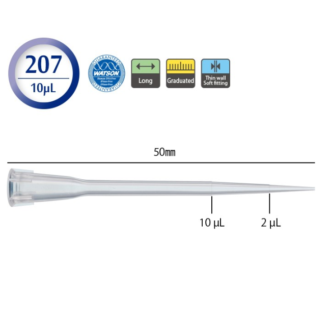 Đầu tip dài chia vạch 10uL code 110-207C WATSON